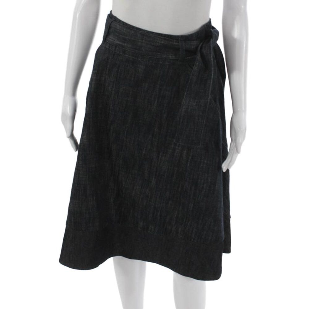 DROMe Womens Wrap Skirt Blue Cotton Tie Knee Length Size S